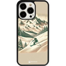 Coque iPhone 13 Pro - Silicone rigide noir Vintage Ski Mountain