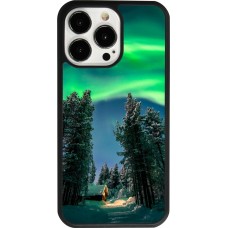 Coque iPhone 13 Pro - Silicone rigide noir Winter 22 Northern Lights
