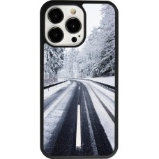 iPhone 13 Pro Case Hülle - Silikon schwarz Winter 22 Snowy Road
