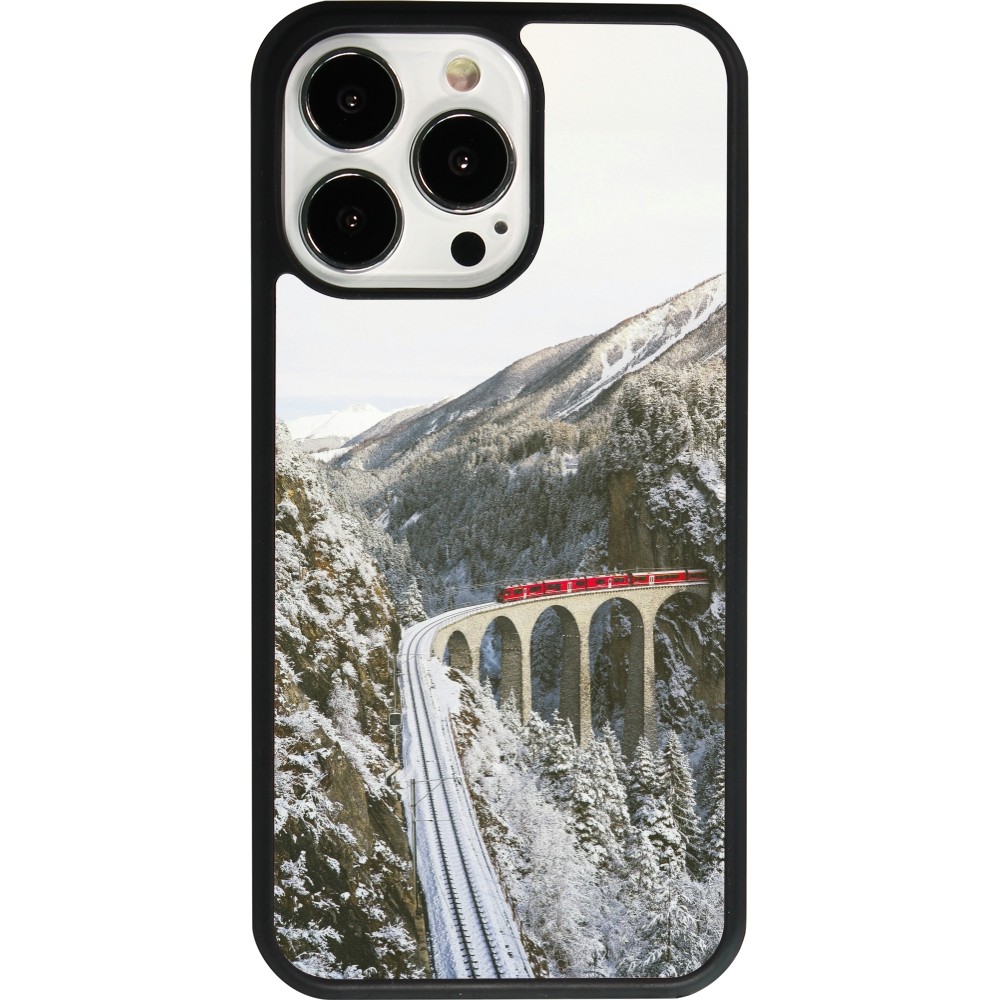 Coque iPhone 13 Pro - Silicone rigide noir Winter 25 Winter polar express