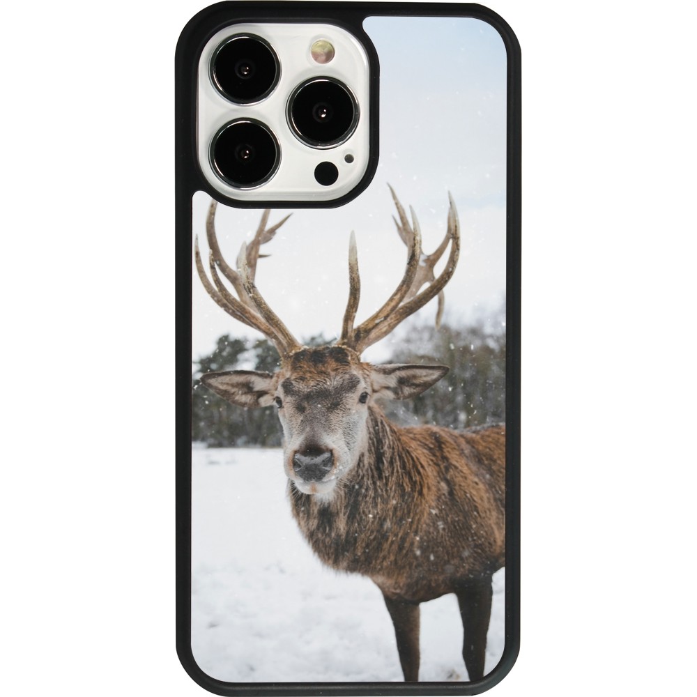 Coque iPhone 13 Pro - Silicone rigide noir Winter 25 Winter reindeer