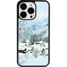 Coque iPhone 13 Pro - Silicone rigide noir Winter 25 Winter snowy landscape
