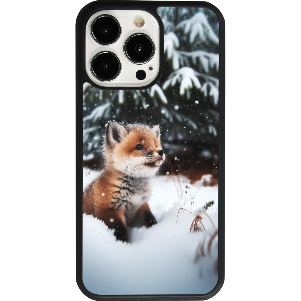 iPhone 13 Pro Case Hülle - Silikon schwarz Weihnachten 2023 Fuechslein Tanne