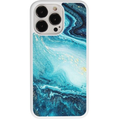 iPhone 13 Pro Case Hülle - Silikon weiss Sea Foam Blue