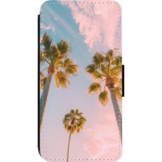 Coque iPhone 13 Pro - Wallet noir Summer 2025 Palmiers
