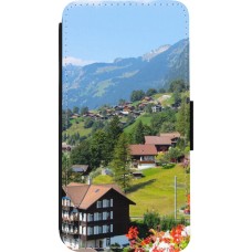 Coque iPhone 13 Pro - Wallet noir Fête Nationale Suisse Paysage