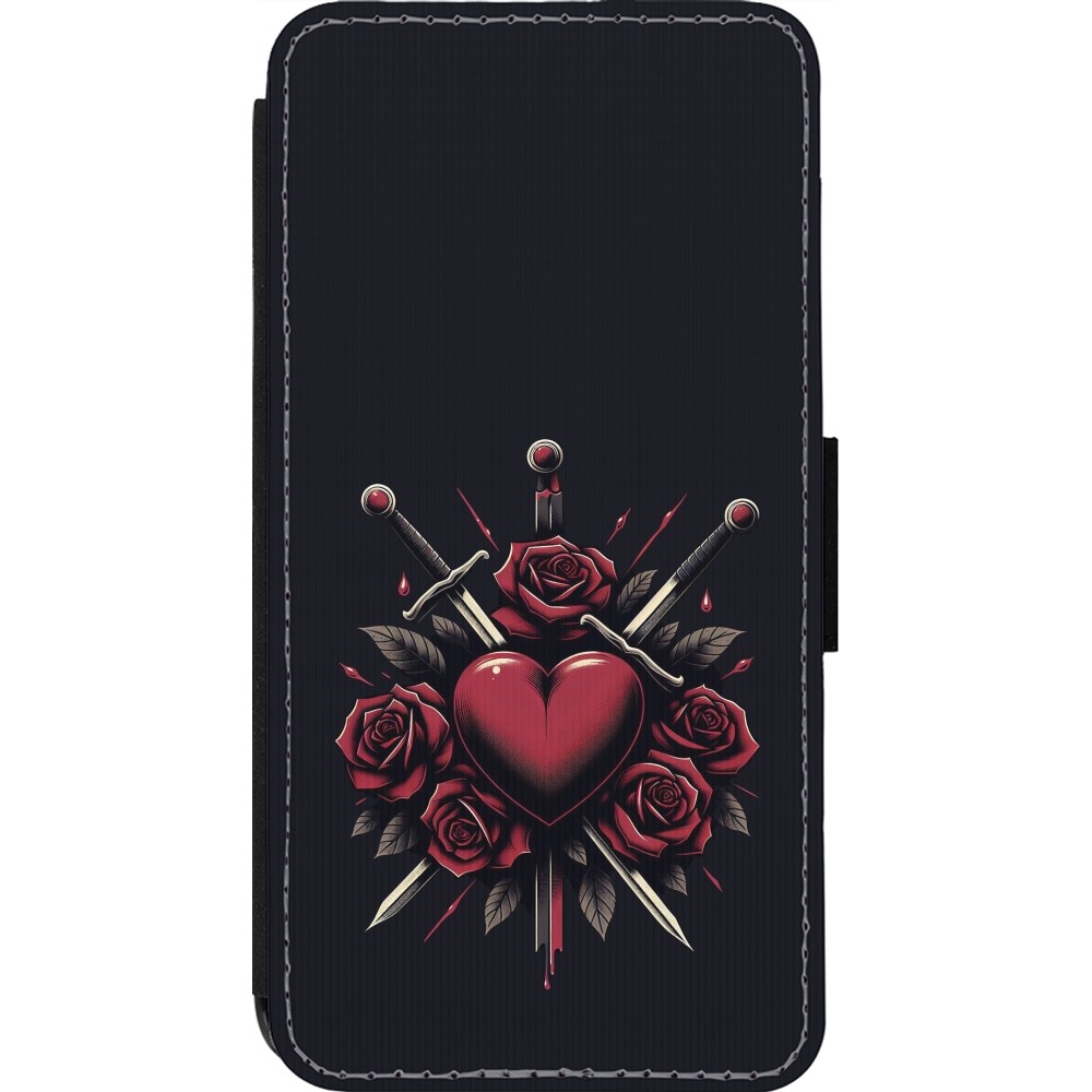 iPhone 13 Pro Case Hülle - Wallet schwarz Valentine 2024 gothic love