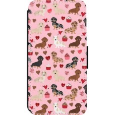 Coque iPhone 13 Pro - Wallet noir Valentine 2024 puppy love