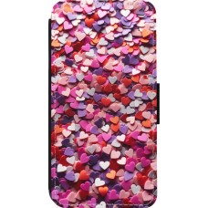 Coque iPhone 13 Pro - Wallet noir Valentine 2025 Confetti