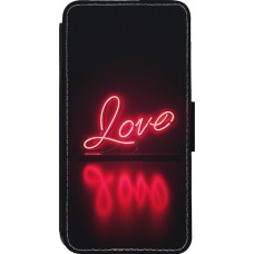 iPhone 13 Pro Case Hülle - Wallet schwarz Valentine 2025 Neon Liebe