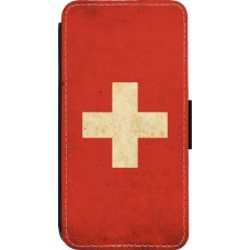 Coque iPhone 13 Pro - Wallet noir Vintage Flag SWISS