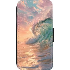 Coque iPhone 13 Pro - Wallet noir Wave Sunset
