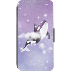 Coque iPhone 13 Pro - Wallet noir Whale in sparking stars