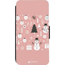 iPhone 13 Pro Case Hülle - Wallet schwarz Weihnachten 2024 Rose Schneemann Weihnachten