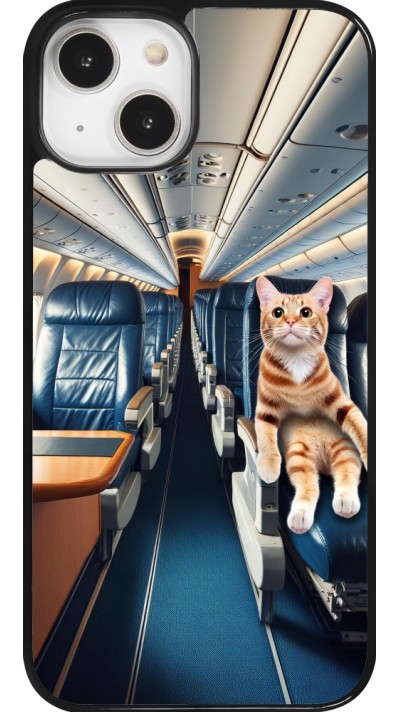Coque iPhone 14 - Chat dans un avion