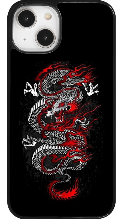 Coque iPhone 14 - Japanese style Dragon Tattoo Red Black