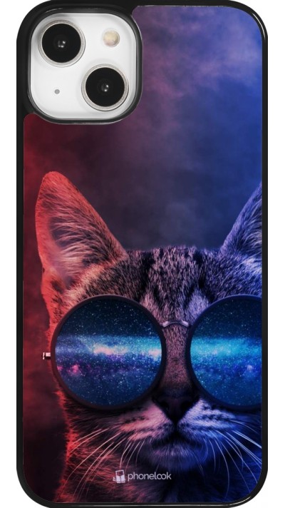 Coque iPhone 14 - Red Blue Cat Glasses