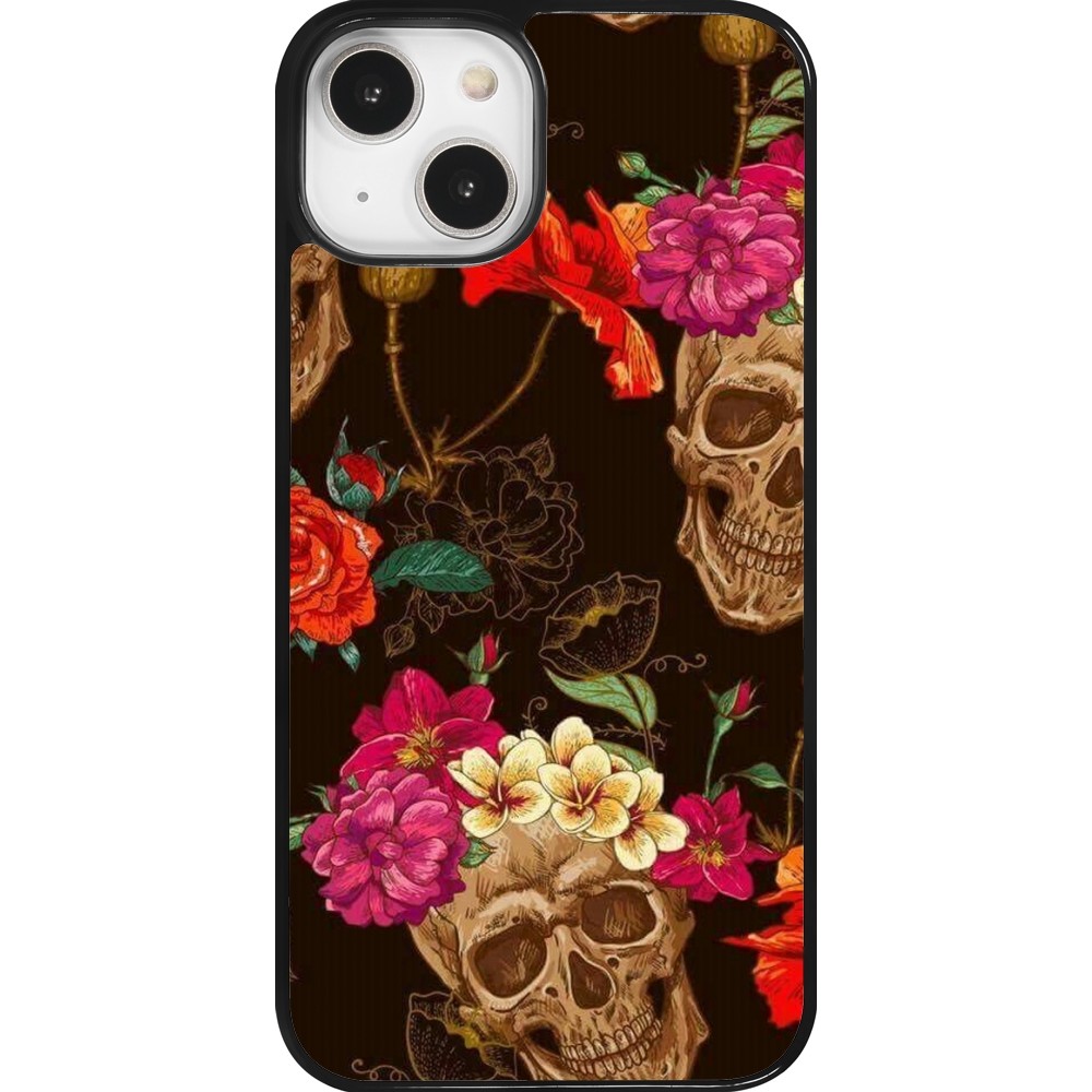 iPhone 14 Case Hülle - Skulls and flowers