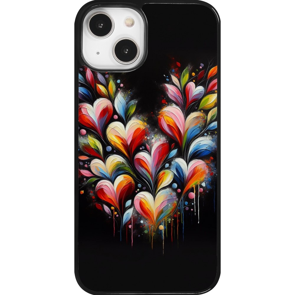 Coque iPhone 14 - Valentine 2024 Coeur Noir Abstrait