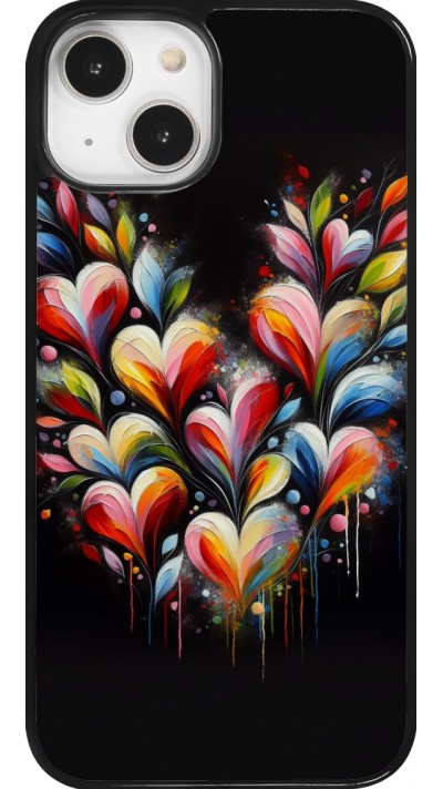 Coque iPhone 14 - Valentine 2024 Coeur Noir Abstrait