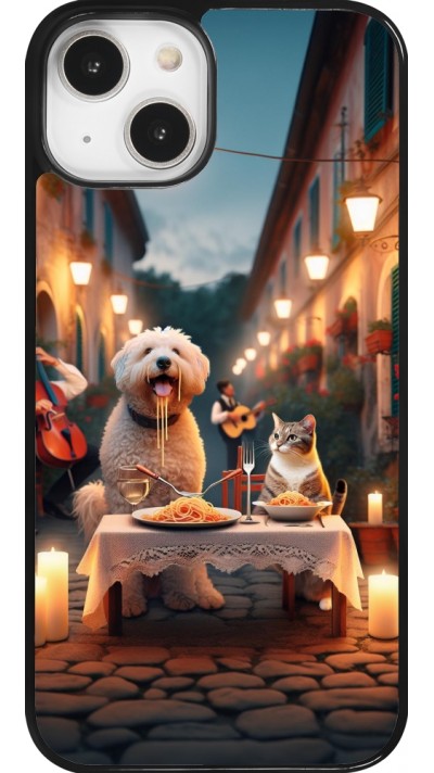 iPhone 14 Case Hülle - Valentin 2024 Hund & Katze Kerzenlicht