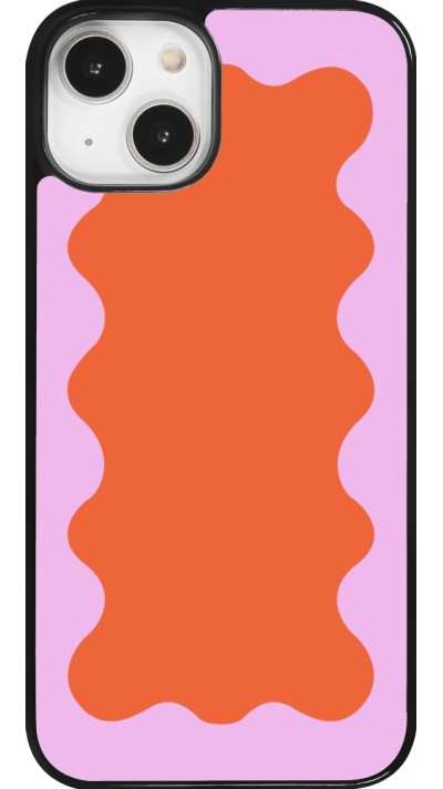 Coque iPhone 14 - Wavy Rectangle Orange Pink