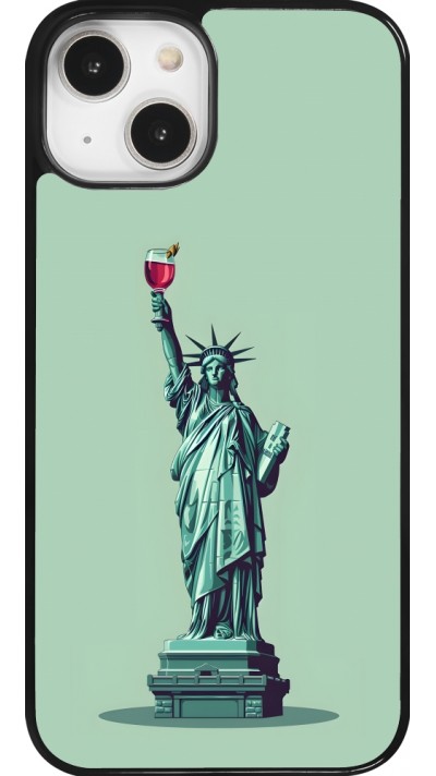 Coque iPhone 14 - Wine Statue de la liberté avec un verre de vin