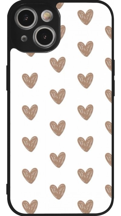 Coque iPhone 14 - Silicone rigide noir Autumn 2024 brown hearts