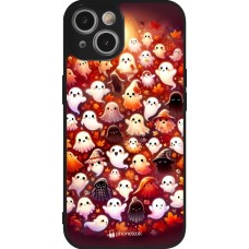 Coque iPhone 14 - Silicone rigide noir Fantômes automne mignons