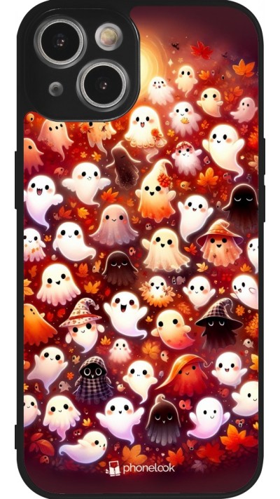 Coque iPhone 14 - Silicone rigide noir Fantômes automne mignons