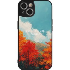 iPhone 14 Case Hülle - Silikon schwarz Autumn 25 Fall in love