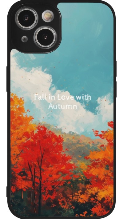 iPhone 14 Case Hülle - Silikon schwarz Autumn 25 Fall in love