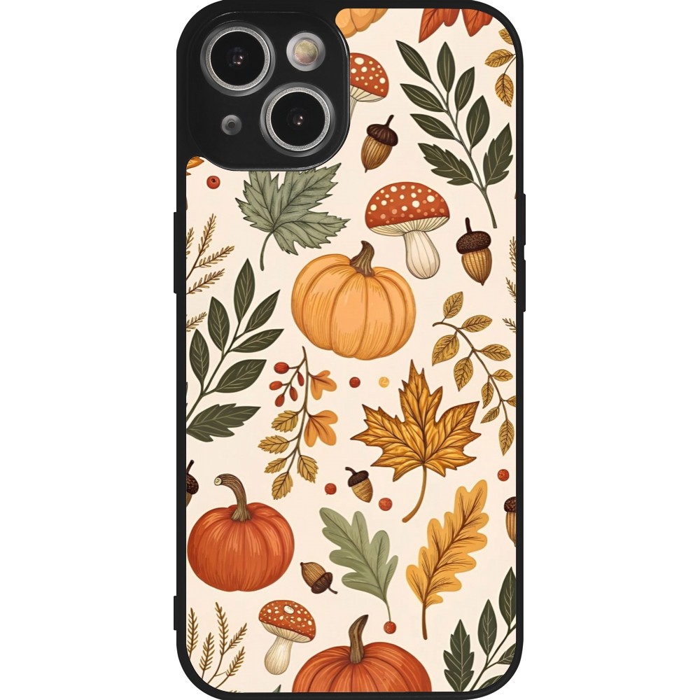 iPhone 14 Case Hülle - Silikon schwarz Autumn 25 Autumn pattern