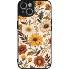 iPhone 14 Case Hülle - Silikon schwarz Autumn 25 Flower pattern