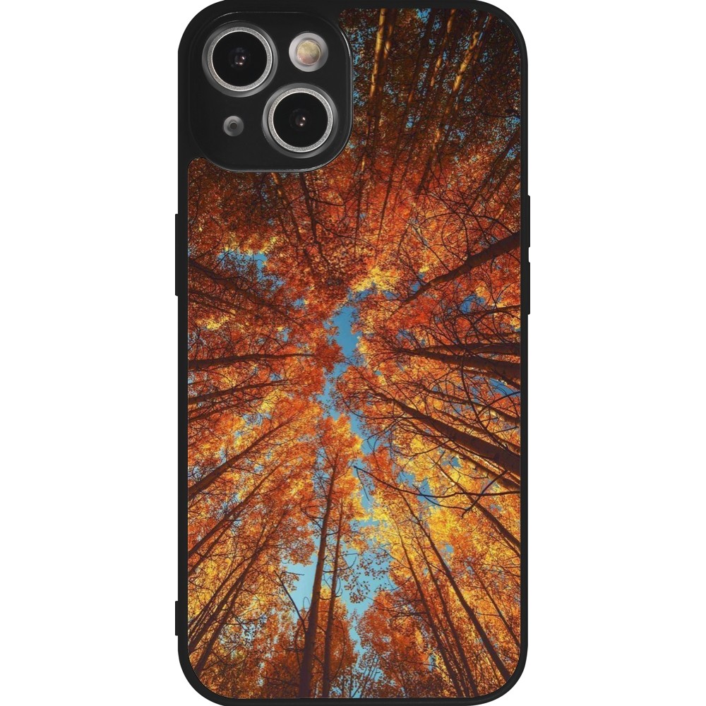 iPhone 14 Case Hülle - Silikon schwarz Autumn 25 Trees