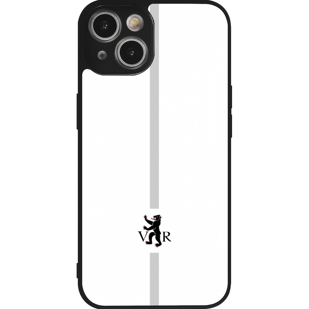 Coque iPhone 14 - Silicone rigide noir Canton AR blanc
