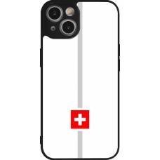 Coque iPhone 14 - Silicone rigide noir Canton CH blanc
