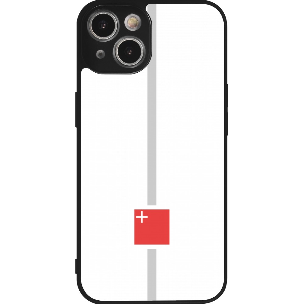 Coque iPhone 14 - Silicone rigide noir Canton SZ blanc