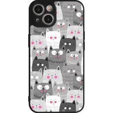 iPhone 14 Case Hülle - Silikon schwarz Katzenschwärme