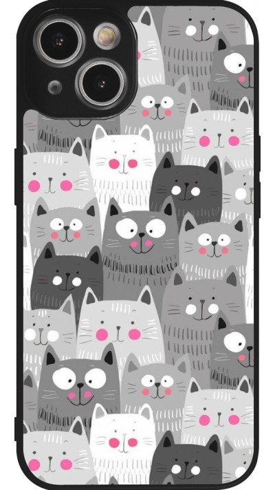 iPhone 14 Case Hülle - Silikon schwarz Katzenschwärme