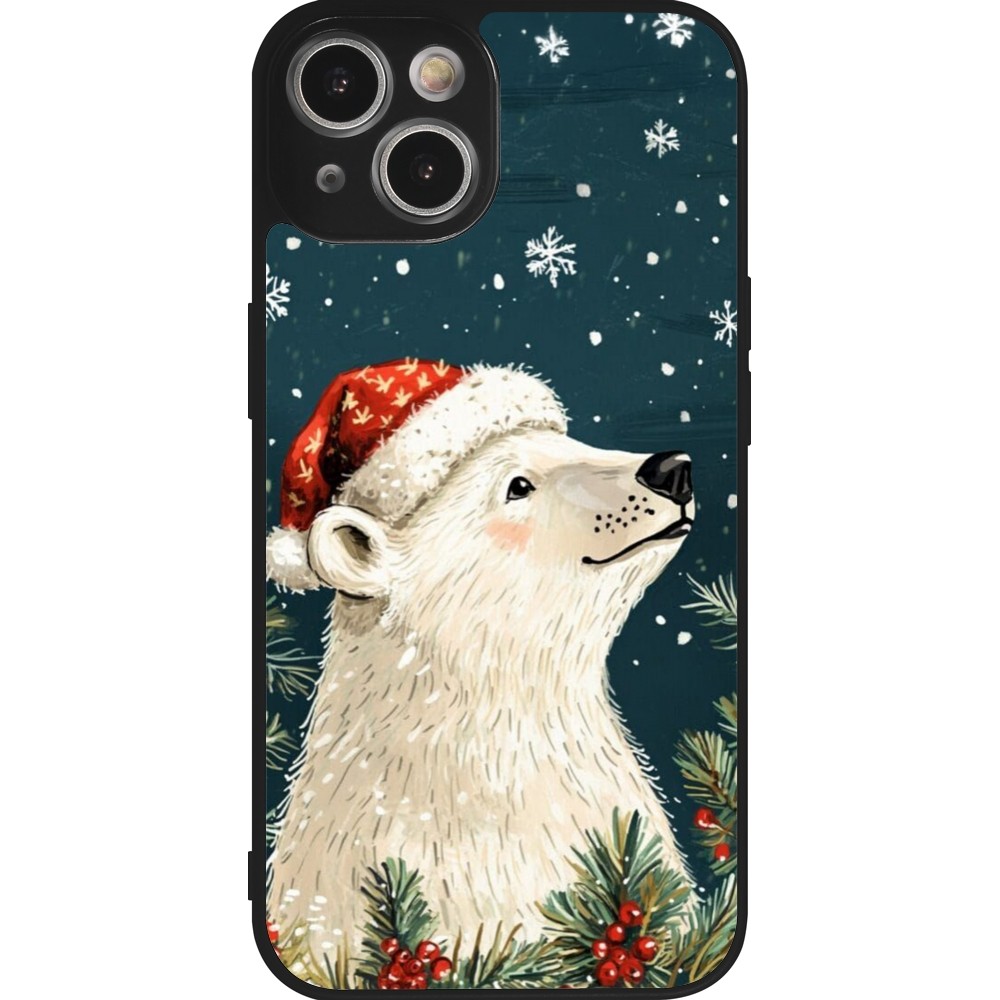 Coque iPhone 14 - Silicone rigide noir Christmas 25 Bear