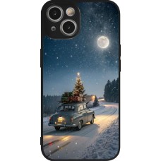 Coque iPhone 14 - Silicone rigide noir Christmas 25 Car with Tree Xmas