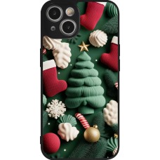 Coque iPhone 14 - Silicone rigide noir Christmas 25 Christmas textiles