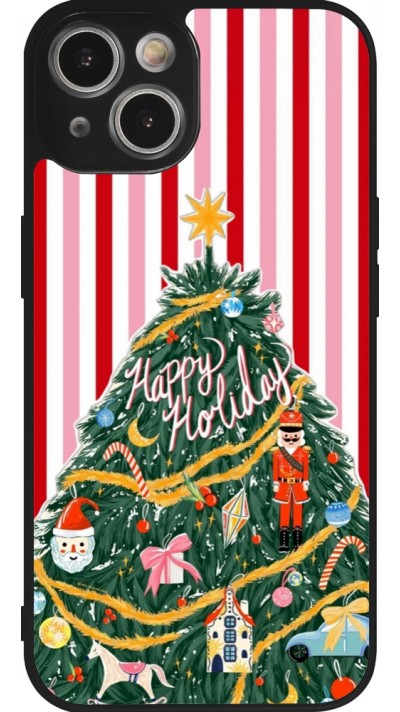Coque iPhone 14 - Silicone rigide noir Christmas 25 Happy Holiday
