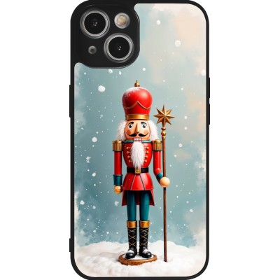 Coque iPhone 14 - Silicone rigide noir Christmas 25 Nutcracker Snow