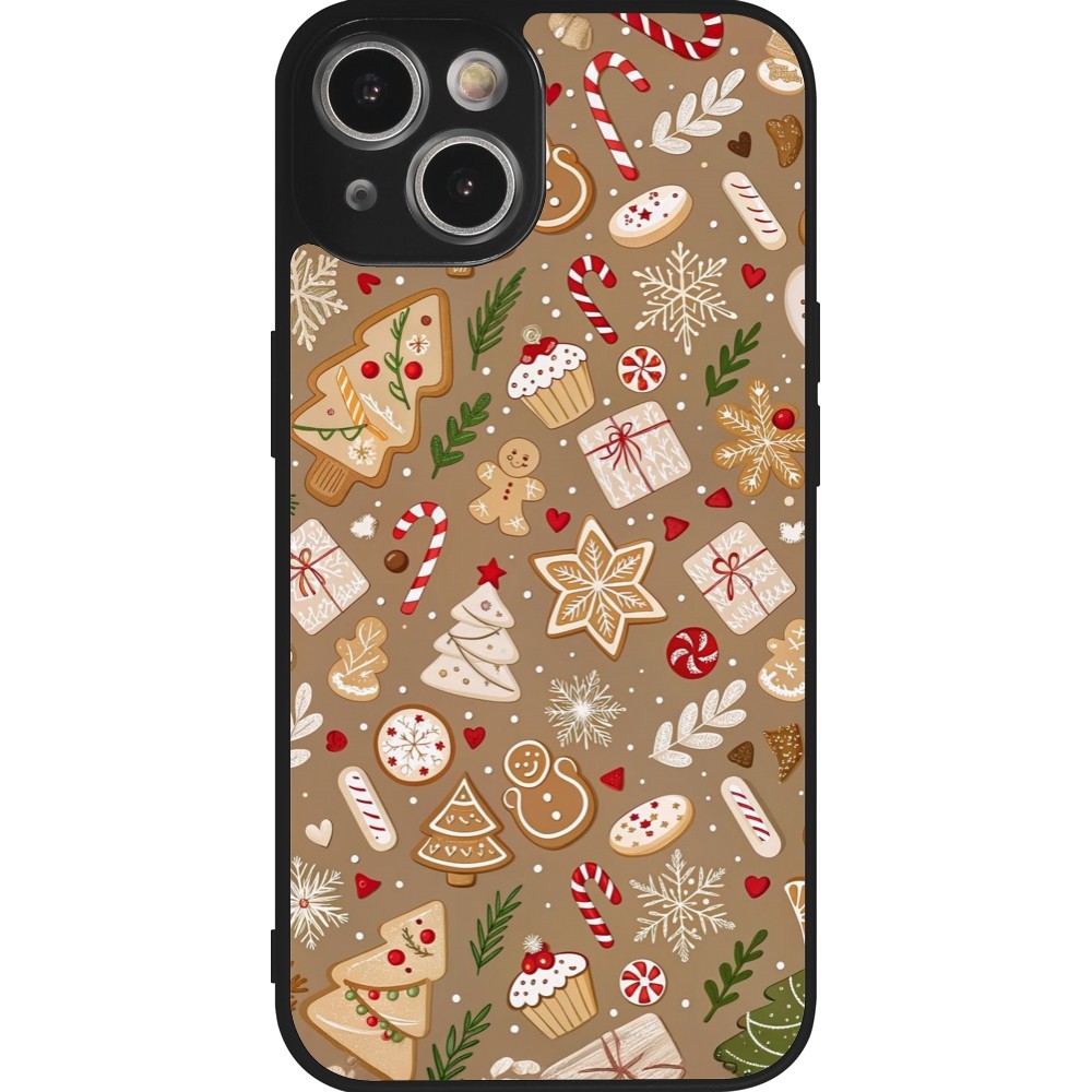 Coque iPhone 14 - Silicone rigide noir Christmas 25 Pattern Ginger Cookie