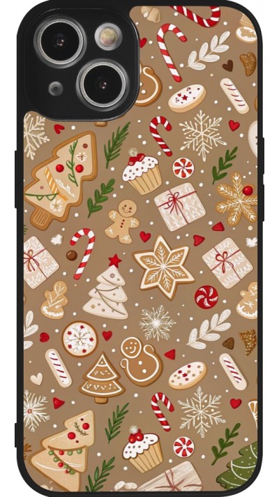 Coque iPhone 14 - Silicone rigide noir Christmas 25 Pattern Ginger Cookie