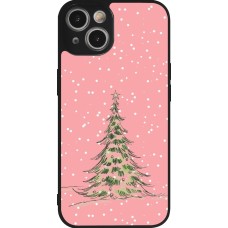 Coque iPhone 14 - Silicone rigide noir Christmas 25 Pink Tree