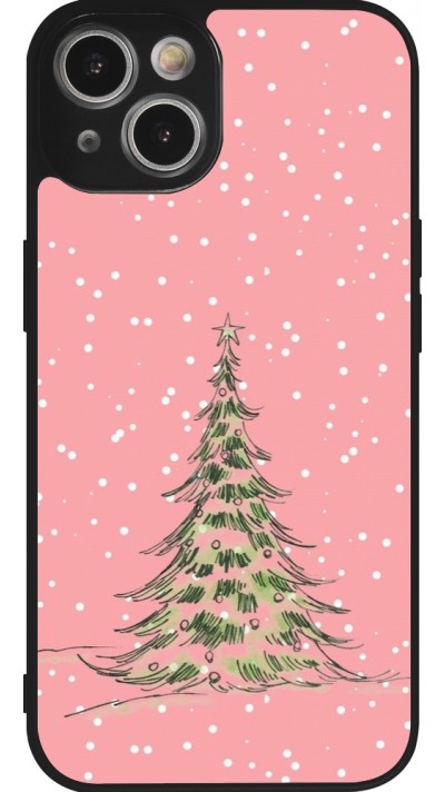 Coque iPhone 14 - Silicone rigide noir Christmas 25 Pink Tree
