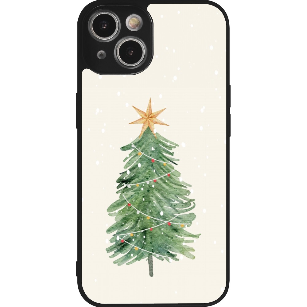 Coque iPhone 14 - Silicone rigide noir Christmas 25 Sketch Tree
